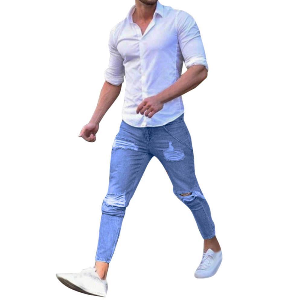 Stretchy Ripped Skinny Biker Jeans