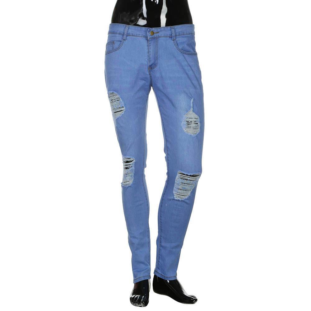 Stretchy Ripped Skinny Biker Jeans