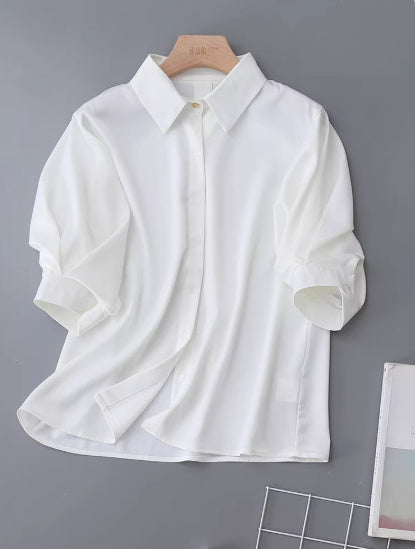 White Shirt Women's Half Sleeve Niche