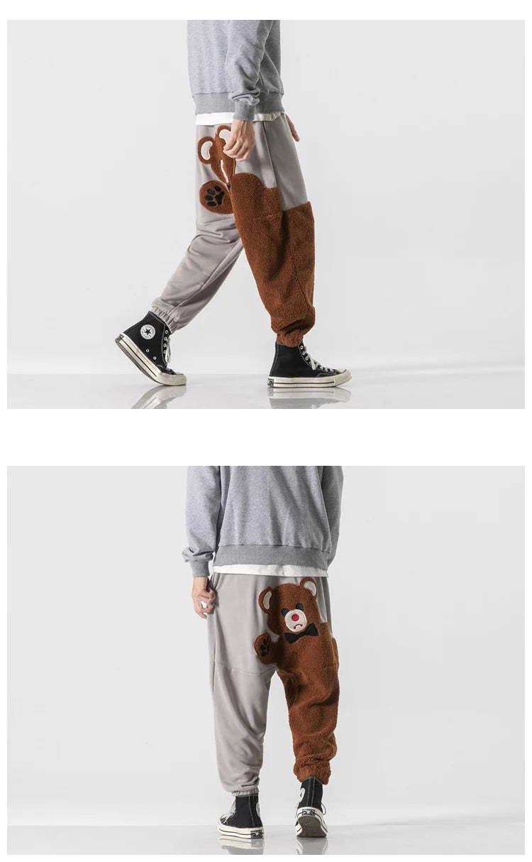 Baggy Man Pants Winter Fashion Lamb Wool Drawstring Sweat Pants Mens Thick Warm Harajuku Casual Trousers Men Clothing Streetwear