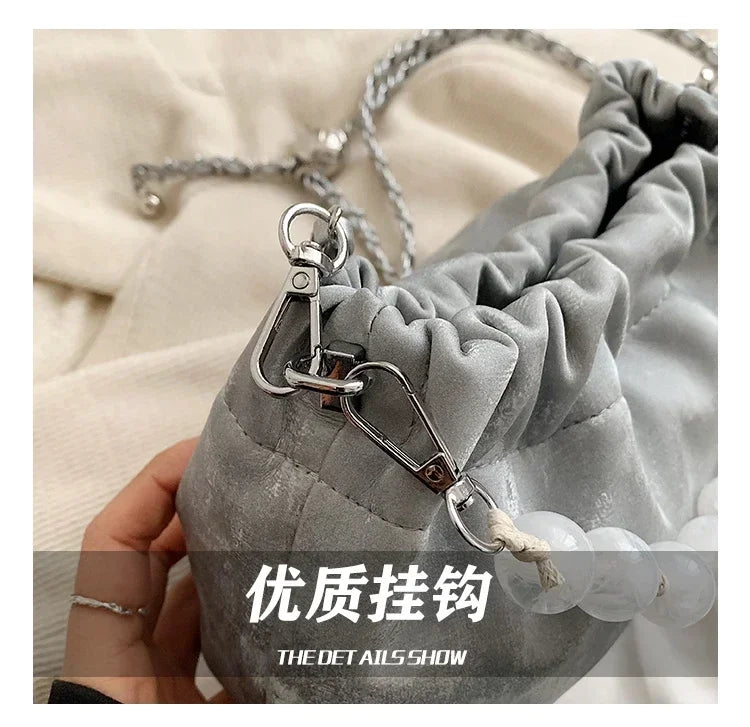 Fashion PU Casual Crossbody Bags Versatile Compact Handbags Solid Hasp Designer Bucket Shoulder Bags for Women 2025 on Sale