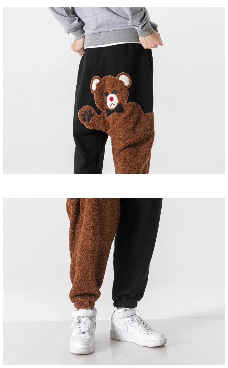 Baggy Man Pants Winter Fashion Lamb Wool Drawstring Sweat Pants Mens Thick Warm Harajuku Casual Trousers Men Clothing Streetwear