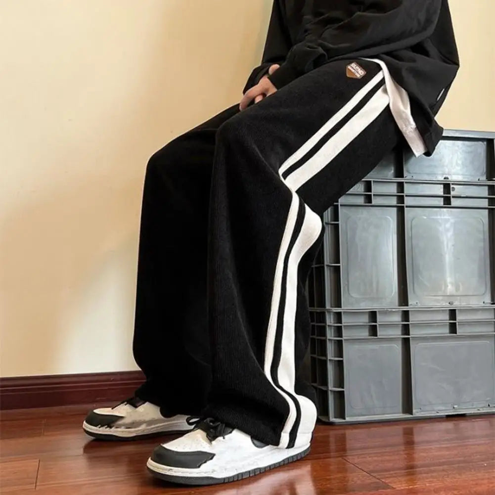 Men Baggy Pants Striped Sweatpants Harajuku Straight Leg Fashion Men Trousers Hip Hop Streetwear Casual Bottoms Male Pants