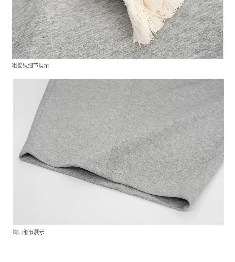 Baggy Sweatpants Men Wide Leg Gray Long Drawstring Casual Baggy Joggers Pants Curved Blade Type Design Lantern Pants Oversized