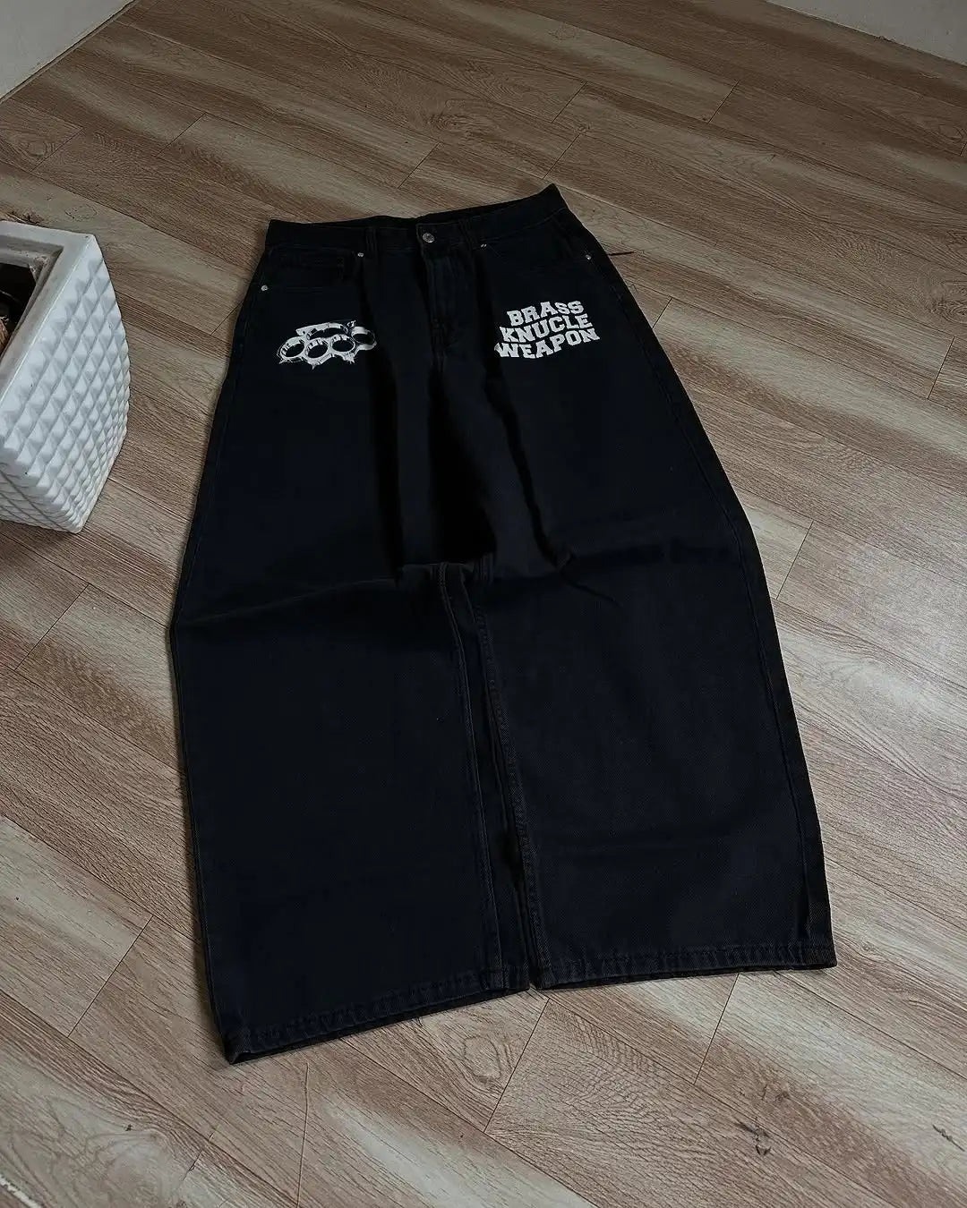 American Baggy Washed Jeans Retro Harajuku Cartoon Print Straight-Shirt-Legging Pants Men Casual Loose Hip Hop Streetwear Women
