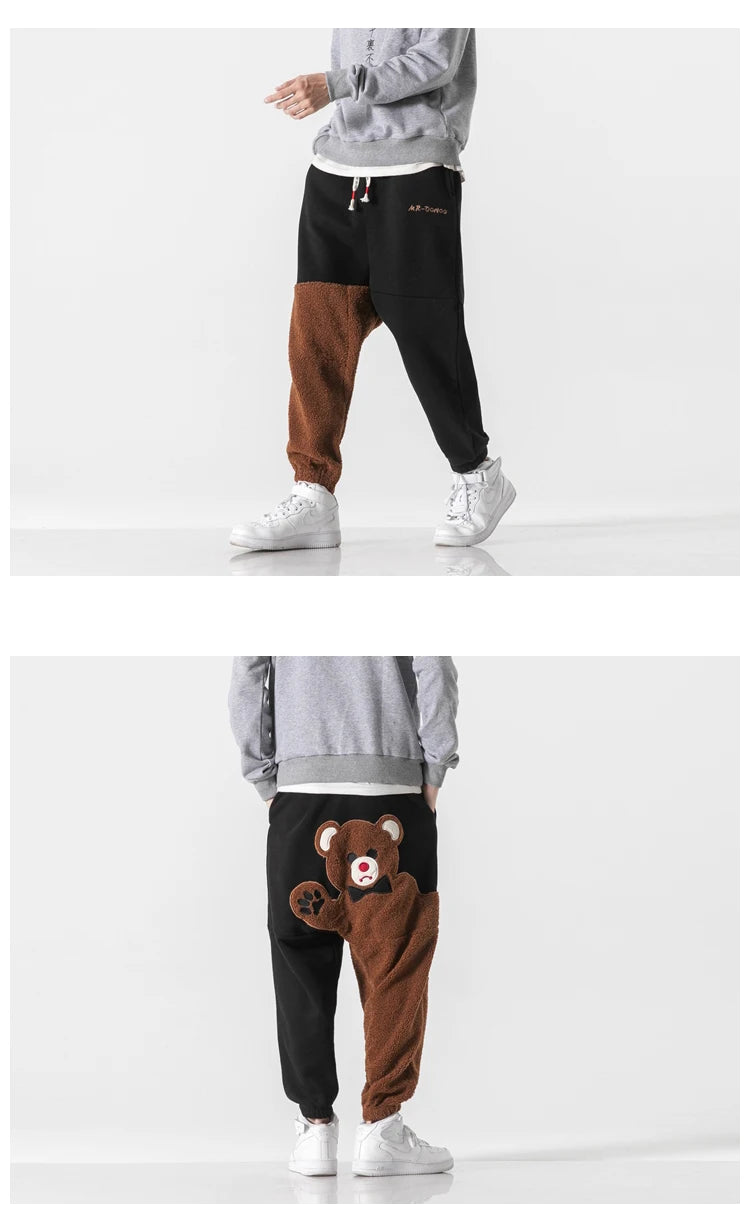 Baggy Man Pants Winter Fashion Lamb Wool Drawstring Sweat Pants Mens Thick Warm Harajuku Casual Trousers Men Clothing Streetwear