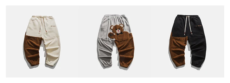 Baggy Man Pants Winter Fashion Lamb Wool Drawstring Sweat Pants Mens Thick Warm Harajuku Casual Trousers Men Clothing Streetwear