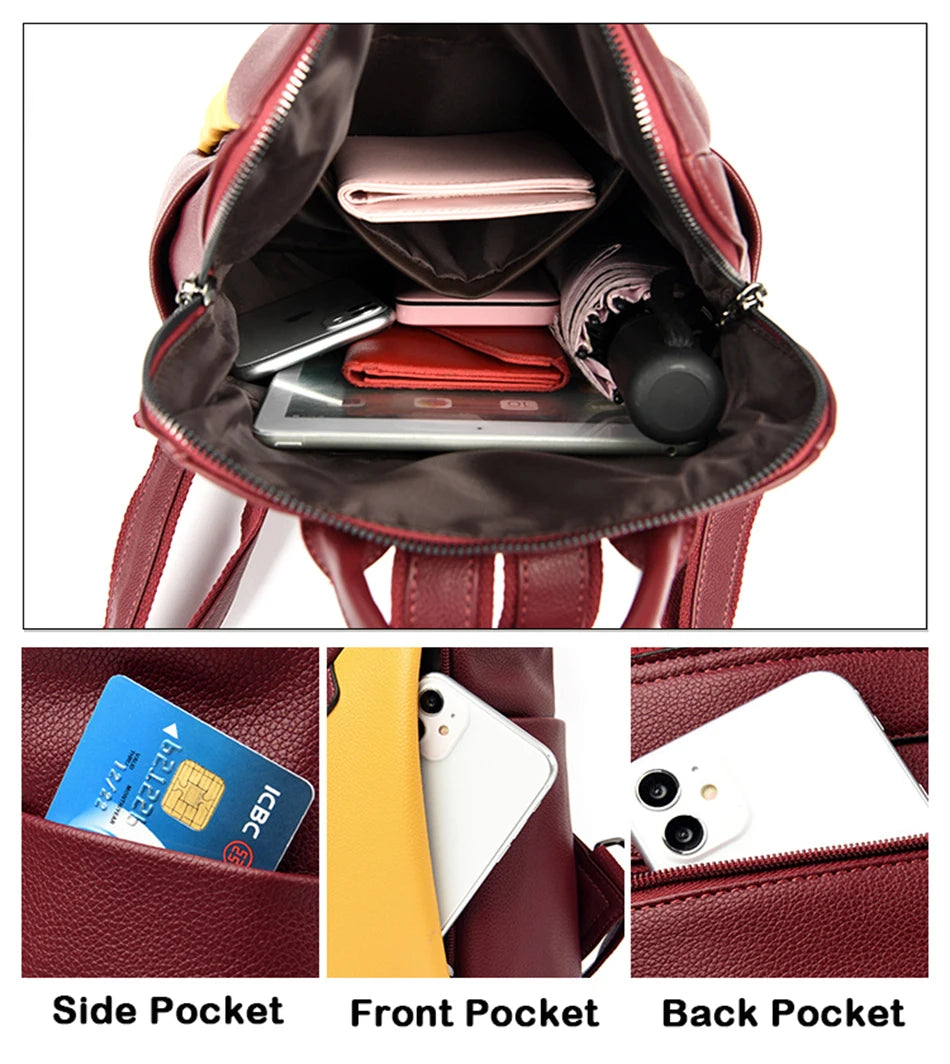 Fashion 2022 Women Backpacks Leather Rucksack Female School Book Bag Female Shoulder Bags for Teenage Girls Outdoor Travel Bag