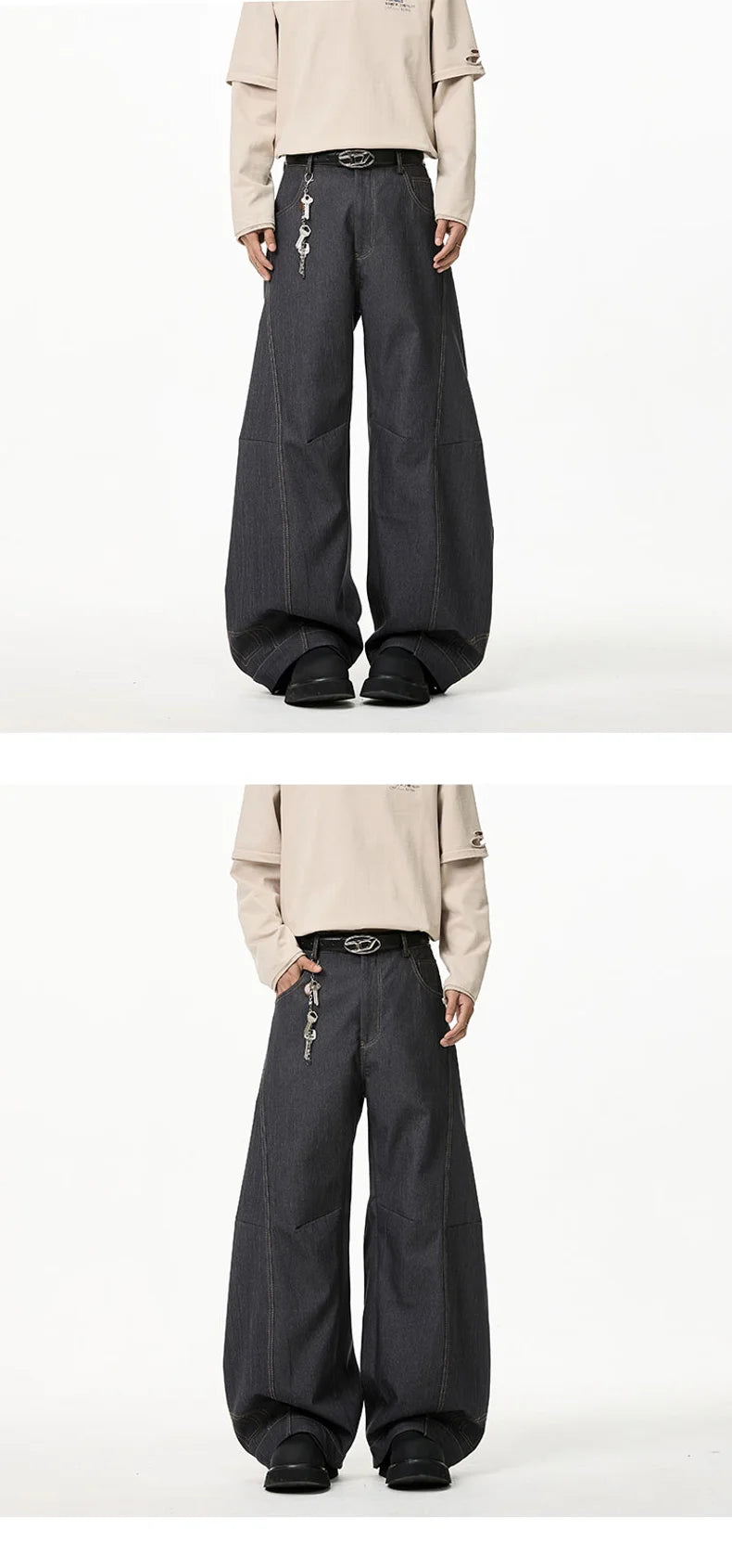 American Baggy Denim Pants Men Scimitar Wide Leg Hip Hop Jeans Man Retro High Street Mens Casual Pants Streetwear Y2K Trousers