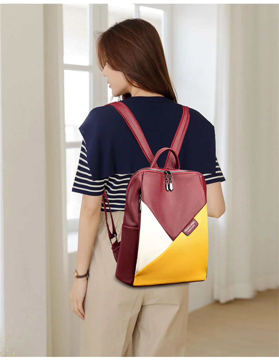 Fashion 2022 Women Backpacks Leather Rucksack Female School Book Bag Female Shoulder Bags for Teenage Girls Outdoor Travel Bag