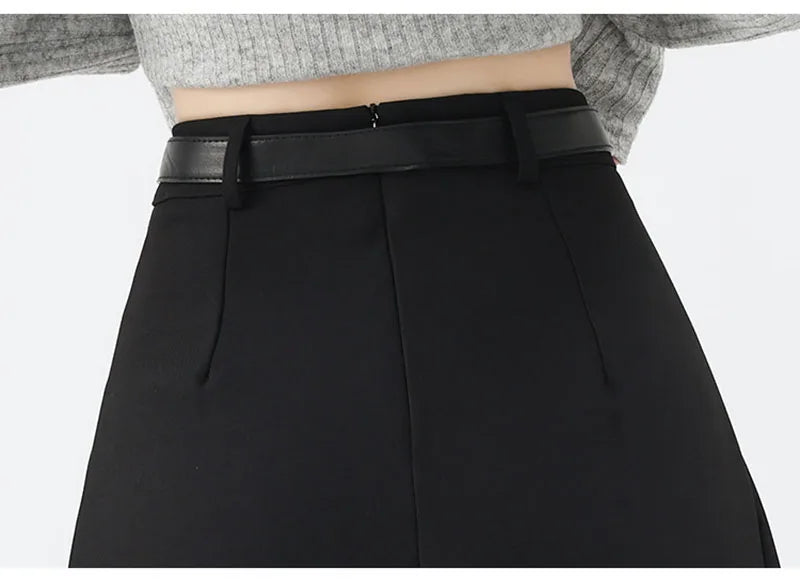 Fashion Skirts for Women Elegant Skirts with Belt Women Pleated Skirts Vintage Long Skirts for Women Clothing Female Streetwear