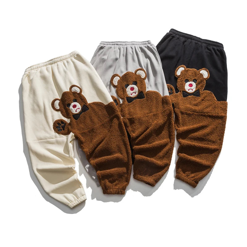 Baggy Man Pants Winter Fashion Lamb Wool Drawstring Sweat Pants Mens Thick Warm Harajuku Casual Trousers Men Clothing Streetwear