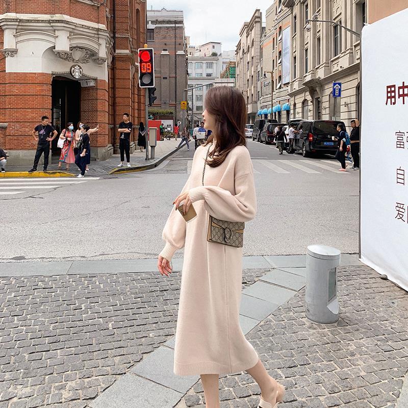 Half High Collar Long Sweater Dress Women Autumn And Winter Base Mid-length