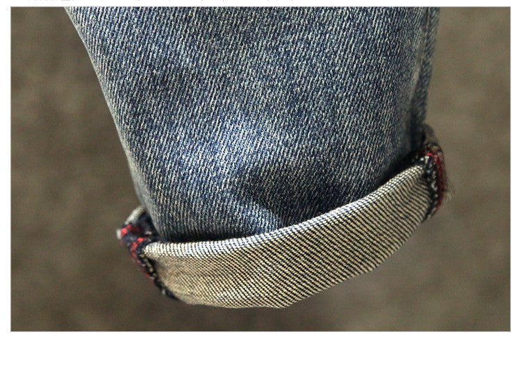 Patchwork Jeans Men's Multi-pocket Skinny Trousers