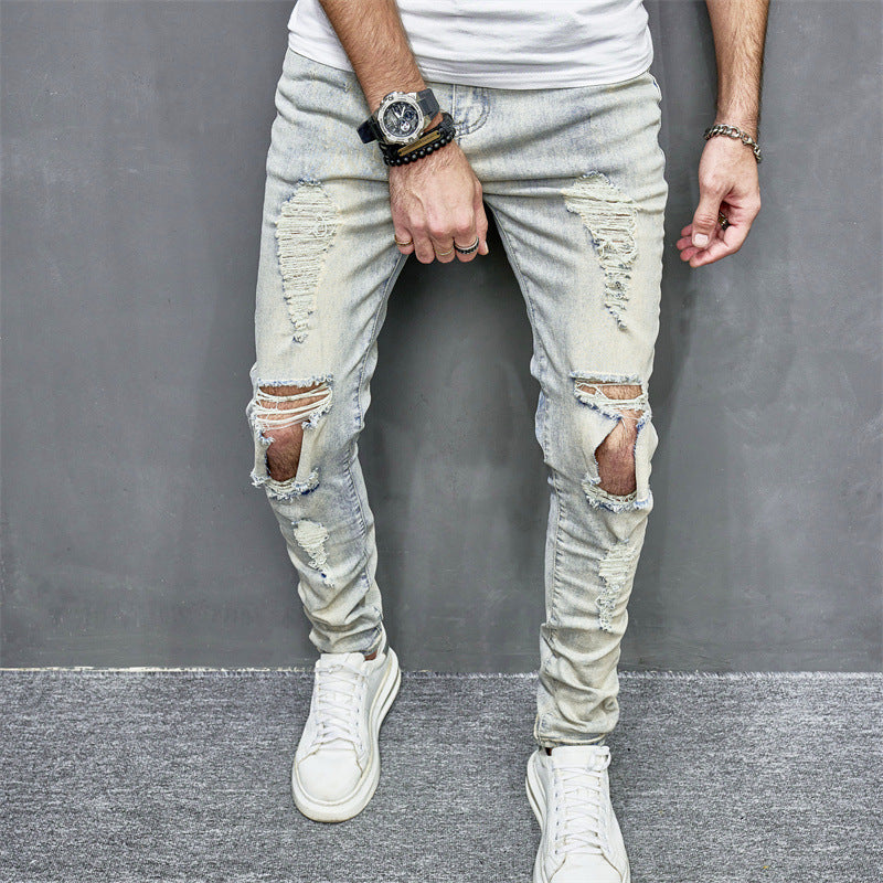 Skinny Motorcycle Jeans Men's Fashion