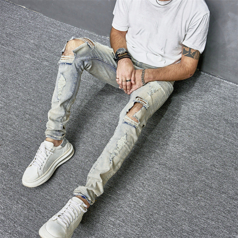 Skinny Motorcycle Jeans Men's Fashion