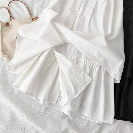 Solid color A-line high waist skirt