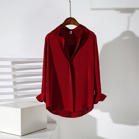 Satin Women's Long-sleeved Professional Anti-wrinkle Shirt