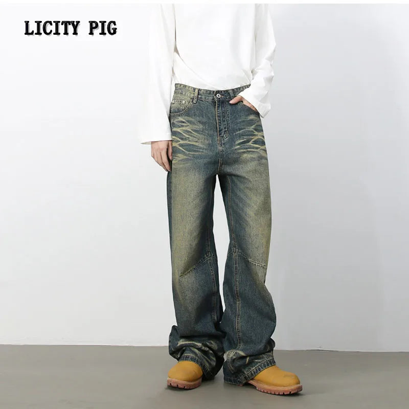 2025 New Baggy Jeans Men Designer Baggy Jeans for Men High End Wide Leg Pants Denim Y2k Mens Jeans Streetwear Loose Trousers